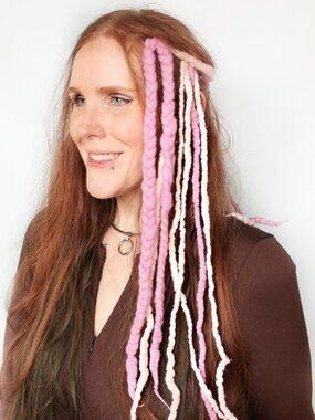 Purple Pink Merino Wool Clip In Dreadlocks Extensions Handmade Miss Violet Lace